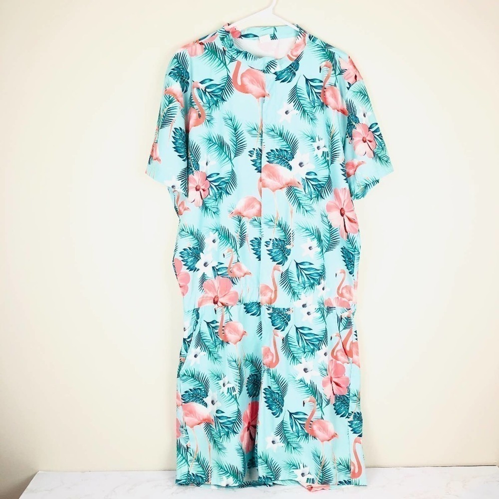 Jumpsuits with Birds and Flowers Novelty Print XL